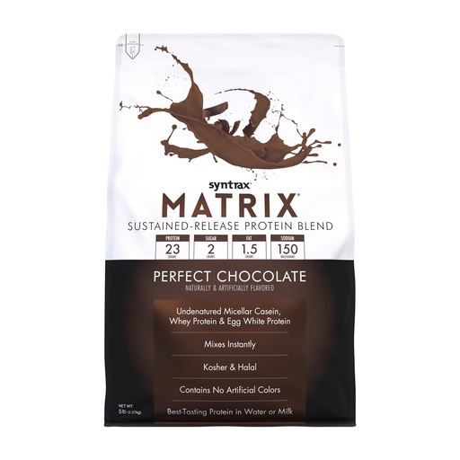 [BRSW2CQTAF4BQC3A] Syntrax Nutrition Matrix - Sustained-Release Protein Blend, Perfect Chocolate 5 lbs. | Whey Protein, Micellar Casein, Egg Albumin