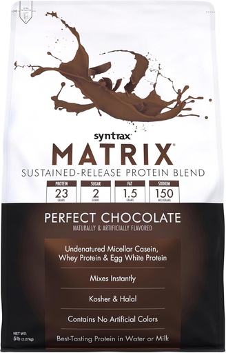 [BRSW2CQTAF4BQC3A] Syntrax Nutrition Matrix - Sustained-Release Protein Blend, Perfekt Choklad 5 lbs.