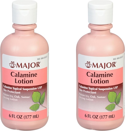 [BRSWECAQAUHQMAAV] MAJOR Calamine Lotion - Calamine Topical Suspension USP Skin Protectant - 6 Fl Oz (177 mL) (2 Pack)