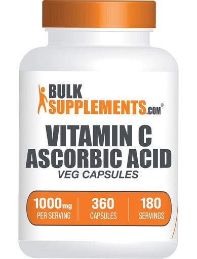[BRSROFA6C4NQKCTB] BulkSupplements.com Ascorbic Acid Capsules - Ascorbic Acid Vitamin C 1000mg, Vitamin C Supplement - Vegan & Gluten Free, 2 Capsules per Serving, 360 Count (Pack of 1)