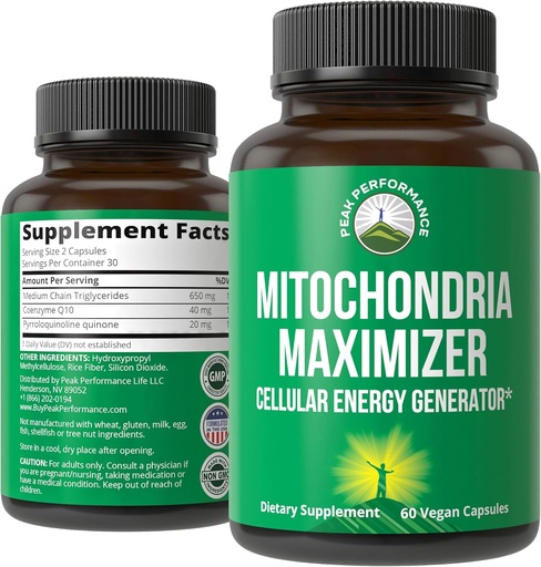 [BRSWGZY3OEIROE33] CoQ10および活動的なPQQのMitochondria Maximizer。MCTオイルが付いている最もよいMitochondrialサポート補足。きれい、集中されたエネルギー60のベジタリアンのカプセルのための自然な細胞の発電機