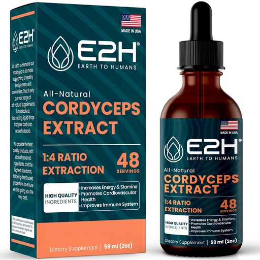 [BRSW2FAEOUOQGGQV] Cordyceps Mushroom Supplement - Faster Absorption Than Cordyceps Mushroom Capsules or Powder - Our Cordyceps Extract Promotes Energy & Stamina Support - Mushroom Extract - 2 Fl Oz by E2H