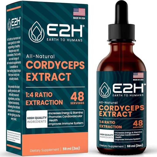 [BRSW2FAEOUOQGGQV] Cordyceps Mushroom supplement - Faster Absorption Than Cordyceps Mushroom Capsules or Powder - Our Cordyce Extract Promotes Energy " Stamina Support - Mushroom Extract - 2 Fl Oz by E2H