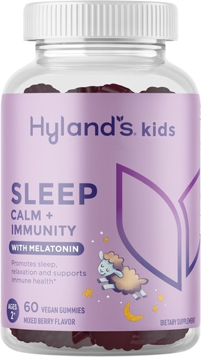[BRSRO2QHBUDRG3IY] Hylands barn sover rolig og immunitetsstøtte med melatonin, søvnhjelp gummier med vitamin C, sink, eldrebær og kamille, hjelper med søvnløshet og hvileløshet, 60 vegan gummies