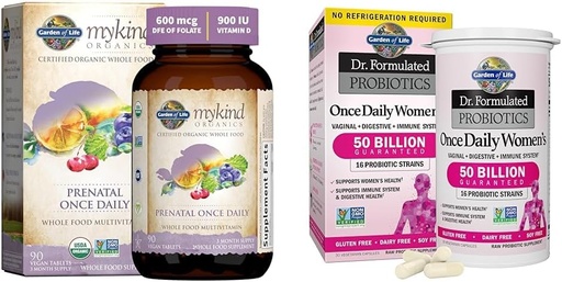 [BRSROAIKDNYG2HLF] Garden of Life Organics Prenatal Vitamin: Folate for Energy & Healthy Fetal Development &, Dr. Formulated Women's Probiotics Once Daily, 16 Strains, 50 Billion, 30 Capsules