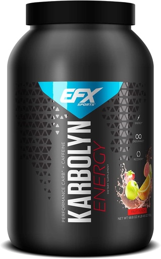 [BRSWGHAOBZ6BYGTA] EFX Sports Karbolyn Energy | Performance Carbohydrate Powder + Caffeine | Carb Load & Energize | 250mg Caffeine | Sugar Free | 36 Servings (Fruit Punch)