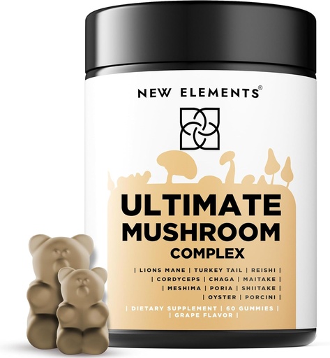 [BRSROAAZAQCGKCT3] Mushroom Superstars - Mushroom Supplement Gummies | Lion's Mane | Turkey Tail | Reishi | Cordyceps | Chaga | Maitake | Meshima | Poria | Shitake | Oyster | Porcini | Vegan | Non-GMO | Gluten-Free