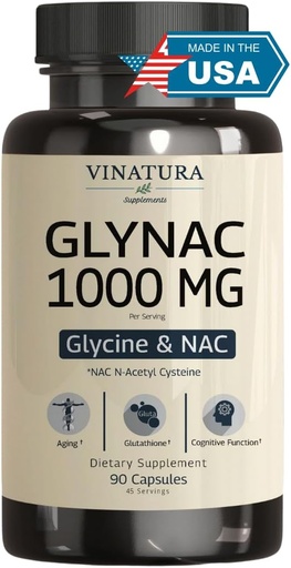 [BRSRAFQZDMBGCAIZ] VINATURA GLYNAC Supplement 1000MG - Glycine & NAC Supplement - 90 Capsules