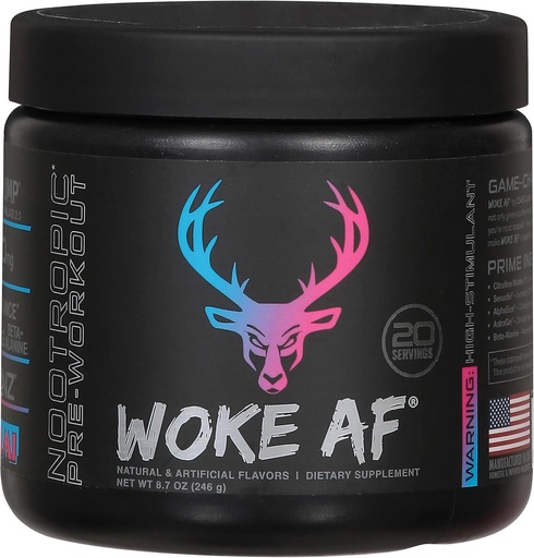 [BRSRMHA6OQCGYDL7] Woke Af Bucked Up Pre-Working Powder, Creșterea energiei, Miami, 333mg Cafeina, 20 Servings