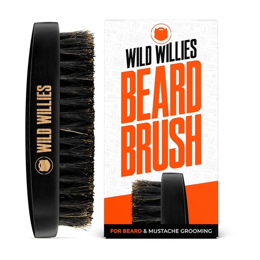[BRSWGZQPOEBGKYI2] Wild Willies Natural Boar Bristle Brush for Hair & Beard - Multipurpose Boar Bristle Hair Brush for Grooming Slick Back Hair, Beard, and Mustache - Travel Size Beard & Hair Brush for Men