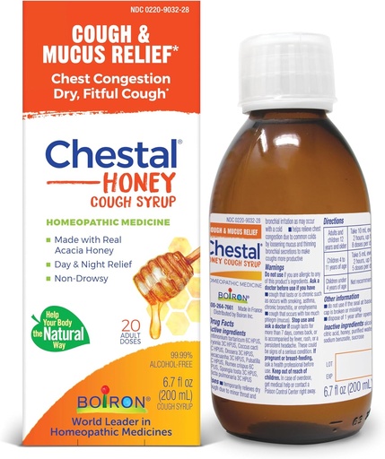 [BRSWKYA3BQPBUCQV] Boiron Chestal Honey Suaugusieji Šaltas ir kosulys Sirupas Nosies ir krūtinės Spūstys, Runny nosis, ir Sore Gergat Relief - 6.7 Fl oz