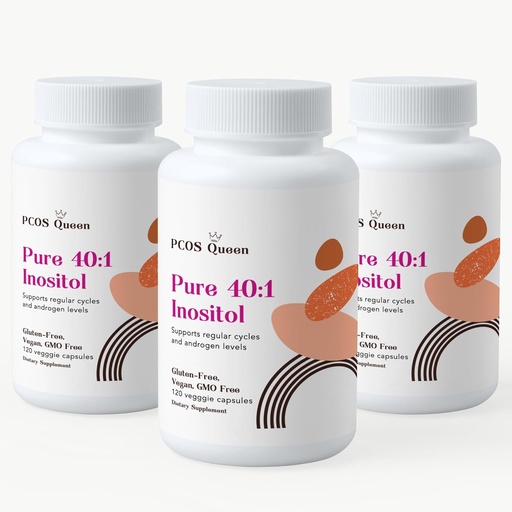 [BRSROC33PIBREELV] Pure 40:1 Inositol - Myo + Supplément D-Chiro Inositol - pour les femmes ayant besoin de fertilité, de peau et de cycles menstruels - 3 bouteilles