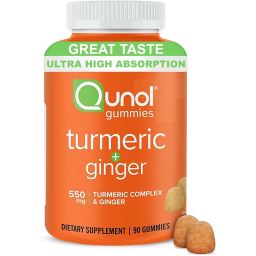 [BRSW2BL5CENA2FLF] Qunol Turmeric and Ginger Gummies - Joint Support Supplement with Ultra High Absorption, 90 Count Vegan and Gluten Free Gummies