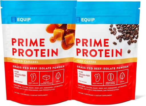 [BRSROAAYOJ5WE3LP] Equip Foods Prime Protein Pulveris - sālīta karamele & ledus Kafija - Zāles kausēta liellopu gaļa Olbaltumvielu pulveris Isolāts - Paleo un Keto Friendly, bez lipekļa Carnivore Protein Pulveris - palīdz Build un remonta audu