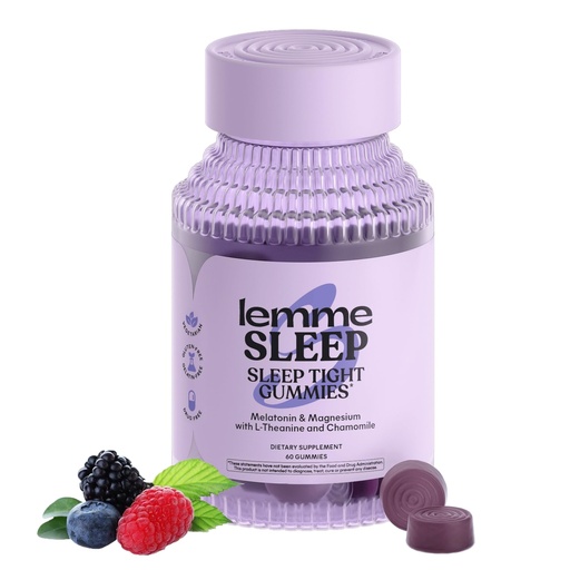 [BRSRMHT6PIGWA3D5] Lemme Sleep Gummies with 5mg Melatonin, Elderberry, Magnesium, L-Theanine, Chamomile and Lavender, Drug-Free Nighttime Sleep Aid, Gluten Free, Gelatin Free, Non GMO, Berry Flavored (60 Count)