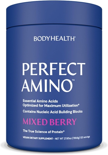 [BRSW2CYNCNYBUYD3] BodyHealth PerfectAmino Powder - BCAA et EAA Powder for Pre and Post Workout - Boissons d'énergie acides aminés pour les hommes et les femmes à l'appui des muscles maigres et de la récupération - Berry mixte - 120 portions