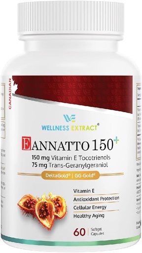 [BRSROA34OVYAACA2] Wellness Extract Eannatto 150mg Vitamin E Tocotrienols Supplement with GG - Healthy Aging 60 softgels.