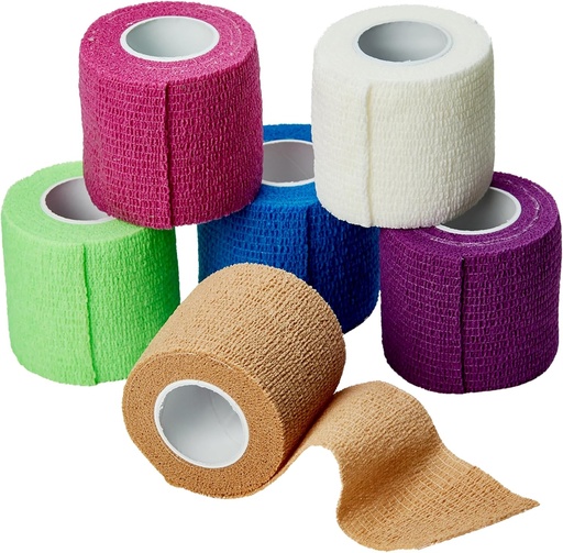 [BRSWKZIEAIJW23D4] MEDca Self Adherent Cohesive Wrap Bandages 2 Inches X 5 Yards 6 Count, (Rainbow Color)