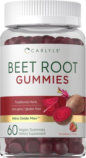 [BRSROC34BZ5BA2DF] Carlyle Beet Gummies root 124; 60 Count 124; Vegan Strawberry Flavored Chewable Supplement