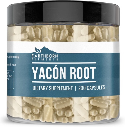 [BRSW2BQHO4MGOYI4] Earthborn Elements Yacon Root (200 Capsules), Pure & Undiluted, No Additives
