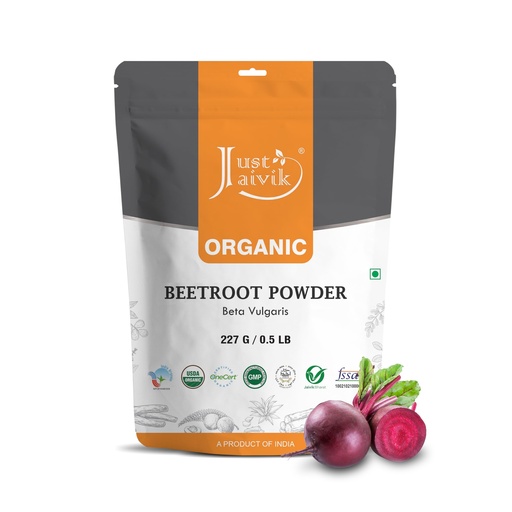 [BRSRMZI3BF7AE334] Just Jaivik Beetroot Powder Organic 227 gm / 0.5 lb | Natural Nitric Oxide Booster | Superfood for Healthy Heart | Supports Blood Circulation & Stamina |Gluten Free & Vegan