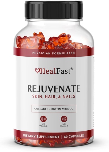 [BRSROGD5OV4AO3AZ] HealFast Rejuvenate Vitamin and Mineral Gummy Supplement - Collagen Gummies + Vitamins, Biotin, and Zinc - Anti Aging Beauty & Skin Supplement Clinically-Studied & Physician Formulated - 60 Count