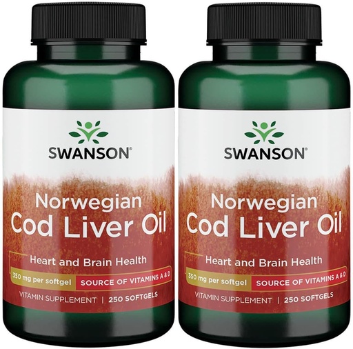 [BRSWGAAKBAFG23QU] Swanson Cod Liver Oil 1250 Iu A/135 Iu D 250 Sgels (2 Pack)