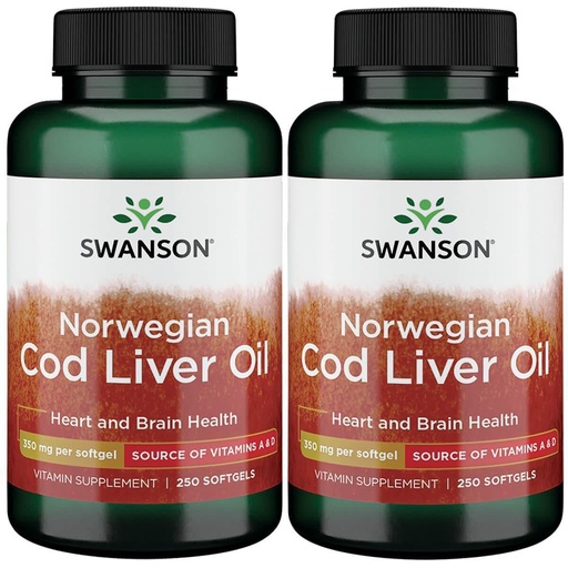 [BRSWGAAKBAFG23QU] Swanson Cod Liver Oil 1250 Iu A/135 Iu D 250 Sgels (2 Pack)