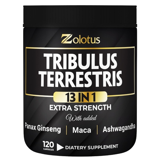 [BRSRMHAQCEBAYCY6] Zolotus 13in1 Tribulus Terrestris Capsules with Maca, Horny Goat Weed, Panax Ginseng, Saw Palmetto, Tongkat Ali, Shilajit & More - Energy, Stamina Supplement for Men & Women - 120 Counts