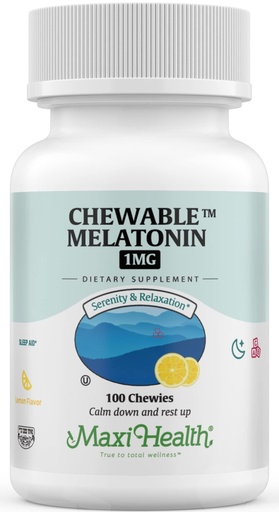 [BRSW2CD2OQMRYELD] Maxi Health Chewable Melatonin, Kosher Lemon Flavor, Melatonin for Adults & Kids, Natural Aid for Adults & Children, Melatonin Chewables Alternative to Melatonin Gummies Kids Dose, (100 Count)