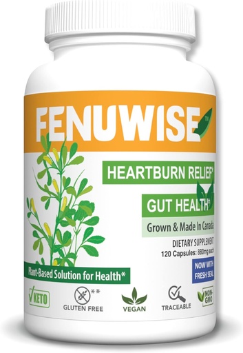 [BRSW2YYNAAHGYCDU] Natural Fenugreek Fiber Capsule Supplement for Acid Relief - Premium Vegan Dietary Supplement Supporting Digestive Health, 120 Count