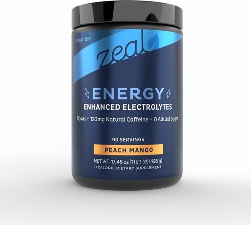 [BRSRAGQPOIHW2GTK] Zeal Naturals Pré-entraînement Electrolyte + Mélange de poudre d'énergie (90 portions)