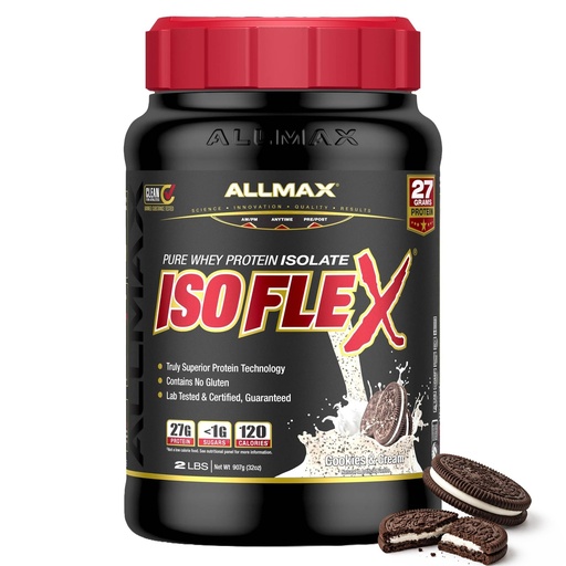 [BRSWKGQGBMOBKE3A] ALLMAX ISOFLEX Whey Protein Isolate, Cookies & Cream, 2 lb
