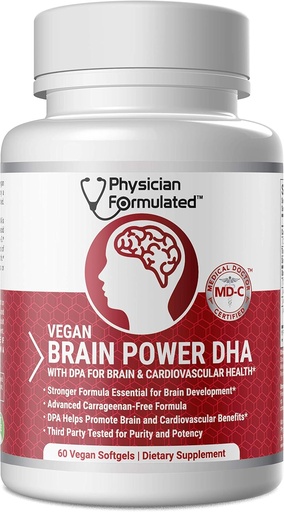 [BRSWGZQ7OEHWADLU] Vegan DHA for Brain and Prenatal 100% Algae Based Omega 3 Essential Fatty Acids with NO Carrageenan, NO Vegetable Oil Plus 2500mcg Astaxanthin