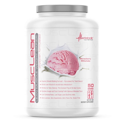 [BRSWK2YPOYMA4FTG] Metabolic Nutrition - Musclean - Milkshake, Whey High Protein Meal Replacement, Maintenance Nutrition, Low Carb, Keto Diet, Digestive Enzymes, Strawberry, 5 Pound (50 ser)