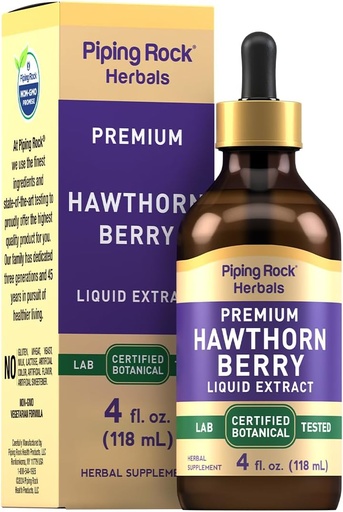 [BRSROZYDDEMBE2DP] Piping Rock Hawthorn Berry Extract Liquid | 4 fl oz | Herb Tincture Drops | Premium Vegetarian Supplement | Non GMO, Gluten Free