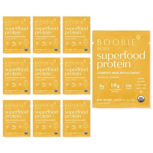 [BRSW2AAHAF4BOHLJ] Boobie Body Superfood Protein Shake for Moms, Pregnancy and Lactation Support Protein Powder to Increase Milk Supply, Probiotics, Organic, Dairy-Free, Gluten-Free Vegan Vanilla Cookie Single Srv 10pk