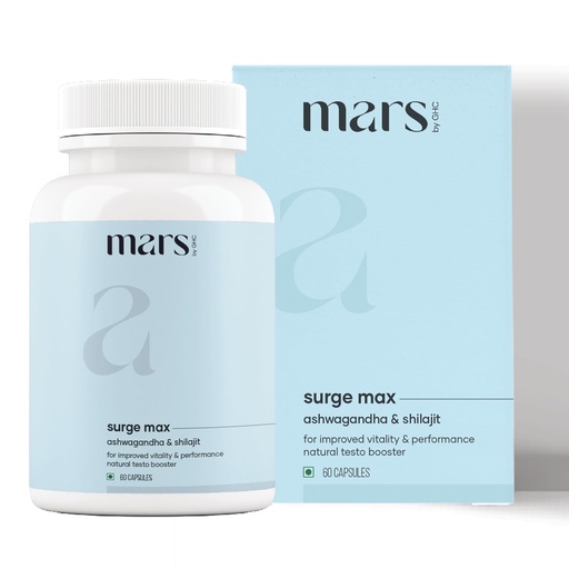 [BRSRA2QBC4PR6FLZ] Mars Surgemax Natural Capsules with Shilajit & Safed Musli | Supports Energy, Strength & Immunity | for Active Lifestyle | 60 Capsules | Pack of 1