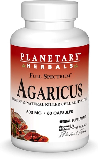 [BRSWIZD4PMCWI3T6] Planetary Herbals Agaricus Extract Full Spectrum Capsules, 500 mg, 60 Count