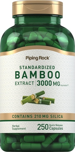 [BRSRAYD2OIDQ4ETH] Piping Rock Bamboo Extract Capsules | 3000mg | 250 Count | Herbal Supplement | Silica 210mg | Non-GMO, Gluten Free