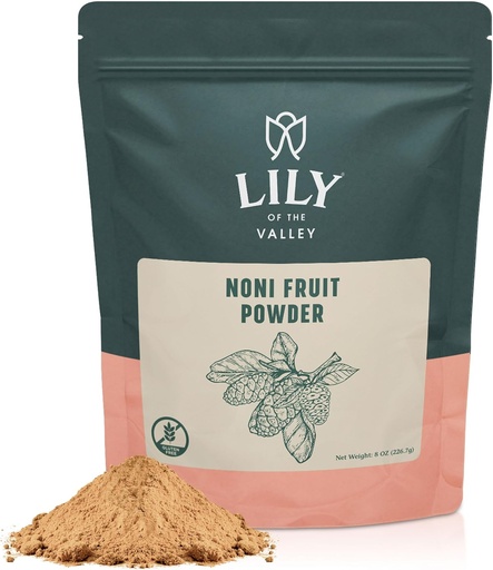 [BRSROAQ3C4JQMA3V] Lily of the Valley Noni Fruit Powder - Morinda Citrifolia - Superfood Indian Mulberry - Great for Smoothies and Recipes - Vegan & Gluten-Free - Resealable Pouch (8oz, 226g)- Package May Vary