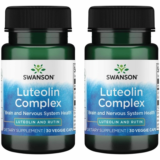 [BRSWGFAYOJ5A4A3V] Swanson Luteolin Complex w/Rutin - Brain Support Supplement Promoting Memory, Mood & Cognitive Health - Natural Formula to Help Maintain Nervous System - (30 Veggie Capsules) 2 Pack