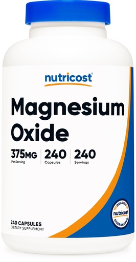 [BRSW2YA3AR7AKYDG] Nutricost Magnesium Oxide 375mg, 240 Capsules - 210mg of Magnesium, Non-GMO, Gluten Free