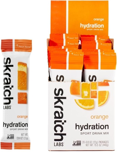 [BRSWGZYHCMIW2334] Paket Hidrasi Lab Skratch - Hidration Drink Mix, Orange (20ct) - Paket Bubuk Elektrolite Dikembangkan untuk Atlet dan Performansi Olahraga - Gluten Bebas, Vegan, Kosher