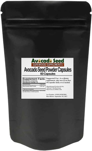 [BRSW2CQTBF5AE3T3] Avocado Seed Powder Capsules [60 Count] #1 Prebiotic Fiber + Antioxidant Supplement, Raw Food, Digestive Health - The Ultimate Sustainable SuperFood