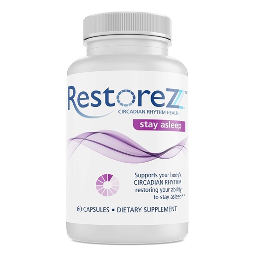 [BRSWGHT6CQNBSYIZ] RestoreZ Stay Asleep (60 Capsules) Natural Sleep Supplement - Maintain Long Restful Sleep Throughout the Night - Non-Habit Forming Sleep Aid
