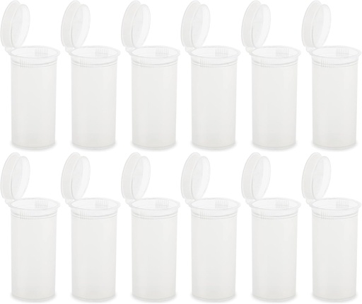 [BRSROBAPAANA2DI7] 12 Pack Empty Plastic Pill Bottles with Caps, Airtight Multi-Purpose 13 Dram Pill Container with Pop Top Caps for Medicines, Supplements, or Any Small Items (Clear Transparent)