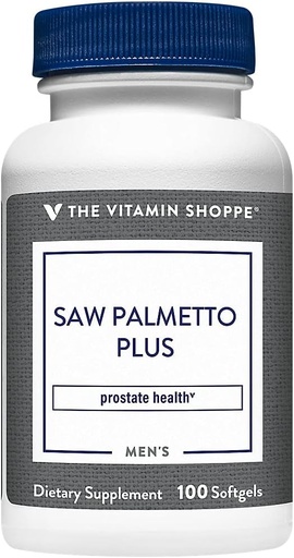 [BRSWIYTYOEDRACI3] Vitamin Shoppe Saw Palmetto Plus - Tillägg för Prostate Health - 160mg Saw Palmetto Extract med utmärkt källa av Zink, Vitamin E och B6 (100 Softgels)