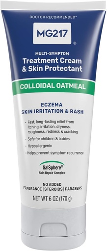 [BRSWKFAFBIPBOEQ3] MG217 Eczema Body Cream with 2% Colloidal Oatmeal, Soothing Relief for Dry, Itchy, and Irritated Skin, Cruelty, Steroid and Fragrance-Free Moisturizer, 6 oz Tube
