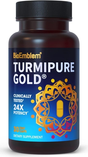 [BRSRMYAZPIBAKHLK] BioEmblem Turmeric Curcumin 与临床研究的TurmiPure - 1 Small Cap Daily, 24x 吸收比他人多 - 联合支持,健康炎症 Tummeric 补充 - 非GMO - 30 服务